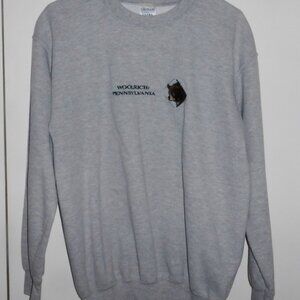 Woolrich PA EMBROIDERED Bear Logo Men's Gray Fleece Sweatshirt Long Sleeve MED